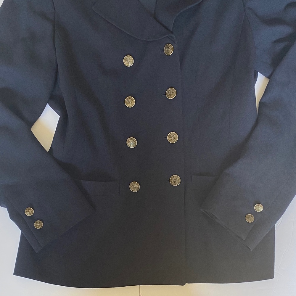 Kasper Double-Breasted Dark Navy Blue Blazer with Gold Tone Buttons - Picture 4 of 8
